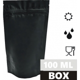 Torebka doypack 100 ml 85x50x145mm BLACK MATT OPP20mat/AL8/PE70 + easy-open BOX 3000 szt.