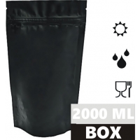 Torebka doypack 2000 ml 210x110x310 mm BLACK MATT OPP20mat/AL8/PE110 + easy-open BOX 700 szt.