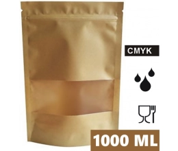 Torebka doypack ECO SMALL WINDOW PLUS 1000 ml 180x90x290 mm PAP45/PET12/PE75 + easy-open kpl. 100 szt.