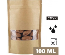 Torebka doypack ECO SMALL WINDOW 100 ml 85x50x145 mm PAP45PET12/CPP30 + easy-open kpl. 100 szt.