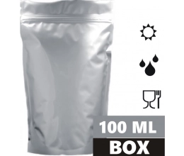 Doypack SILVER 100 ml 85x50x145mm PET12/ALU8/PE75 + easy-open BOX 3000 szt.
