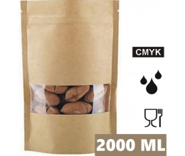 Torebka doypack ECO SMALL WINDOW 2000 ml 210x110x310 mm PAP45/PET12/CPP50 + easy-open kpl. 100 szt.