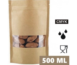 Torebka doypack ECO SMALL WINDOW 500 ml 130x70x225 mm PAP45/PET12/CPP40 + easy-open kpl. 100 szt.
