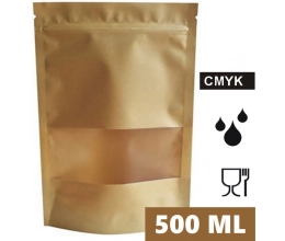 Torebka doypack ECO SMALL WINDOW PLUS 500 ml 130x70x225 mm PAP45/PET12/PE75 + easy-open kpl. 100 szt.