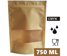 Torebka doypack ECO SMALL WINDOW PLUS 750 ml 160x80x270 mm PAP45/PET12/PE75 + easy-open kpl. 100 szt.